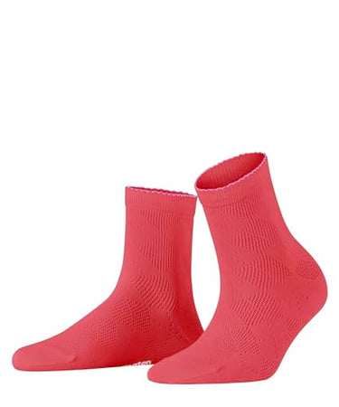 Burlington Women's Chelsea W Sso Cotton Short Patterned Sneaker Socks 1 Pair, Red Coral Red 8542, 36-41 on Sale